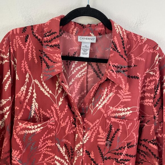 Catherines Womens Plus 2X 22/24W Button Up Shirt 3/4 Sleeve Blouse Top - Picture 6 of 7